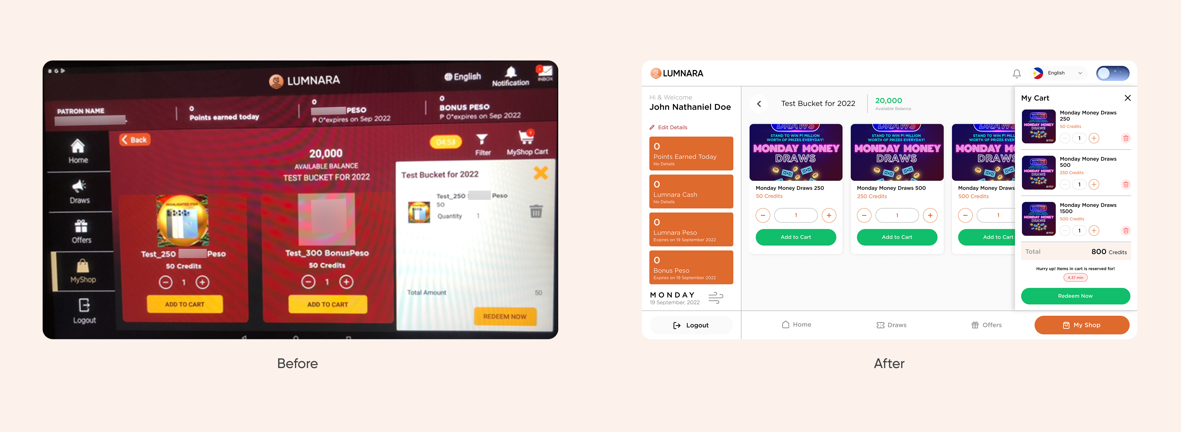 Lumnara Results Before and After Image 2 - Kiosk