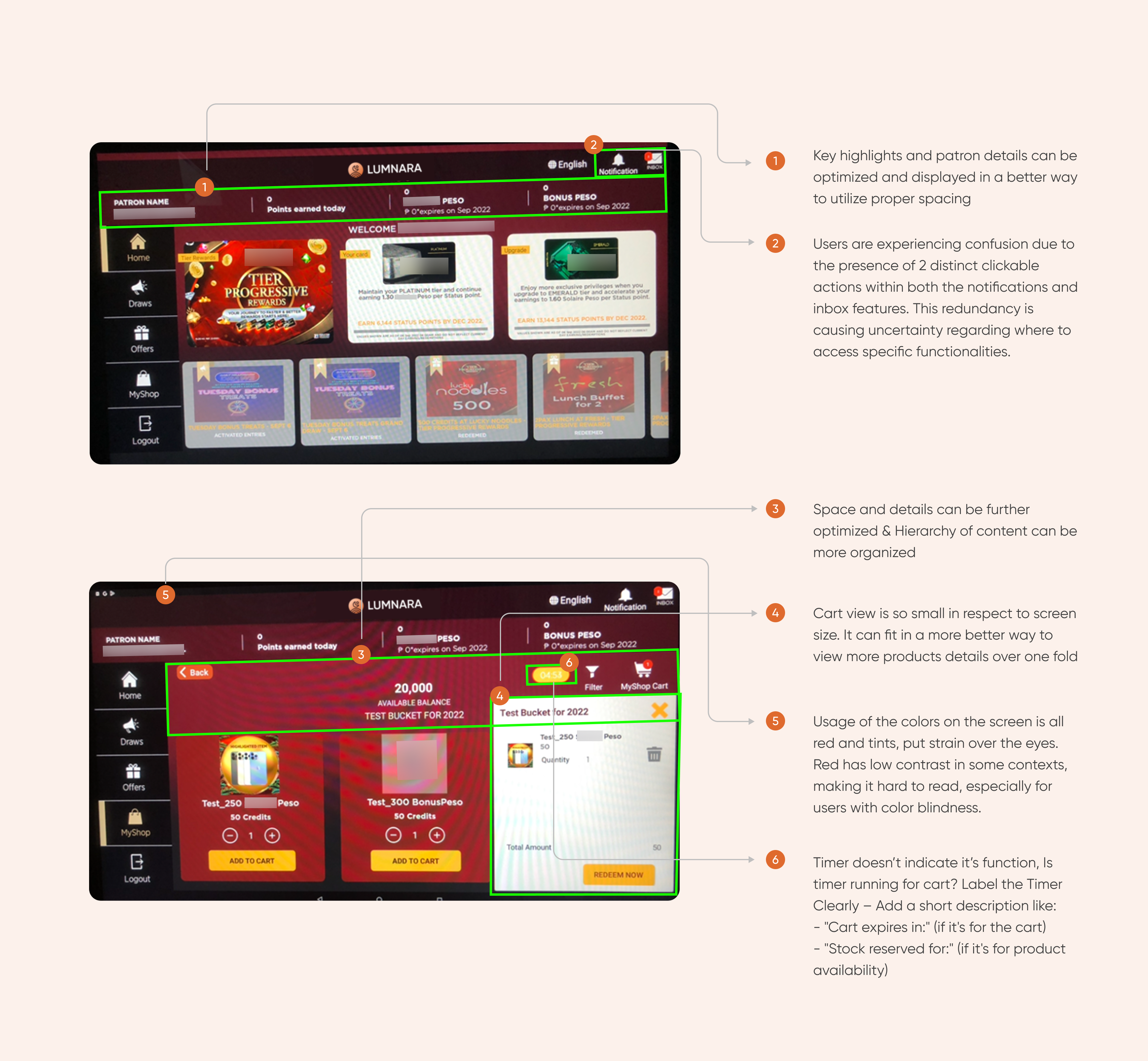 Lumnara Project UX Audit Flow for Kiosk