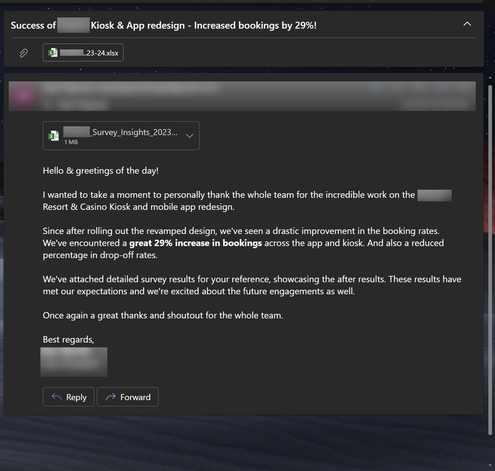 Client appreciation email screenshot
