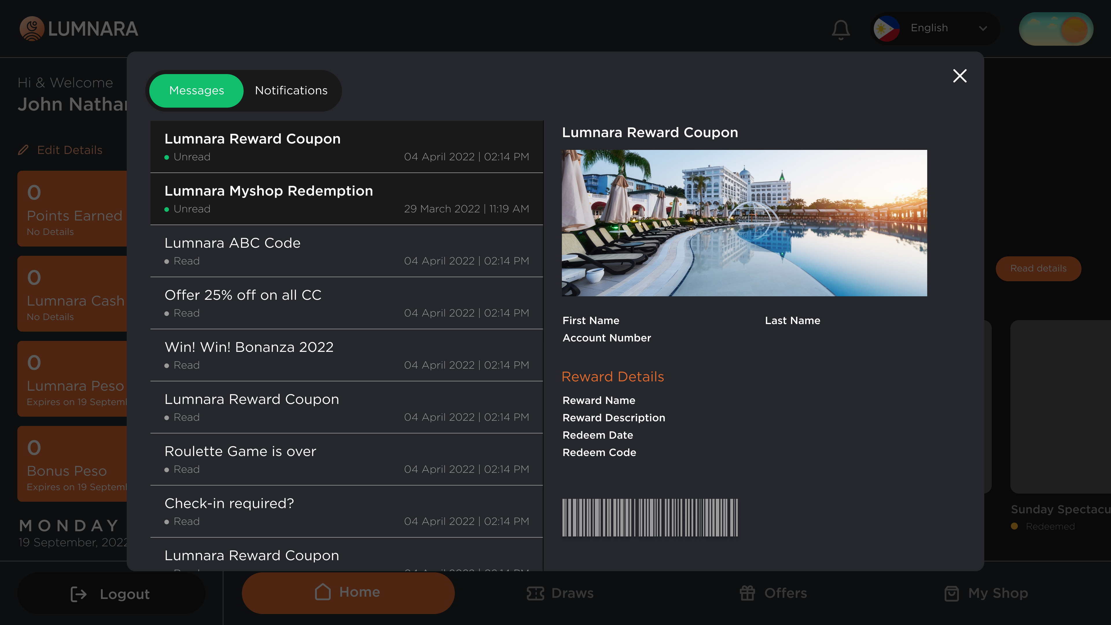 Kiosk Dark Theme Notifications Screen