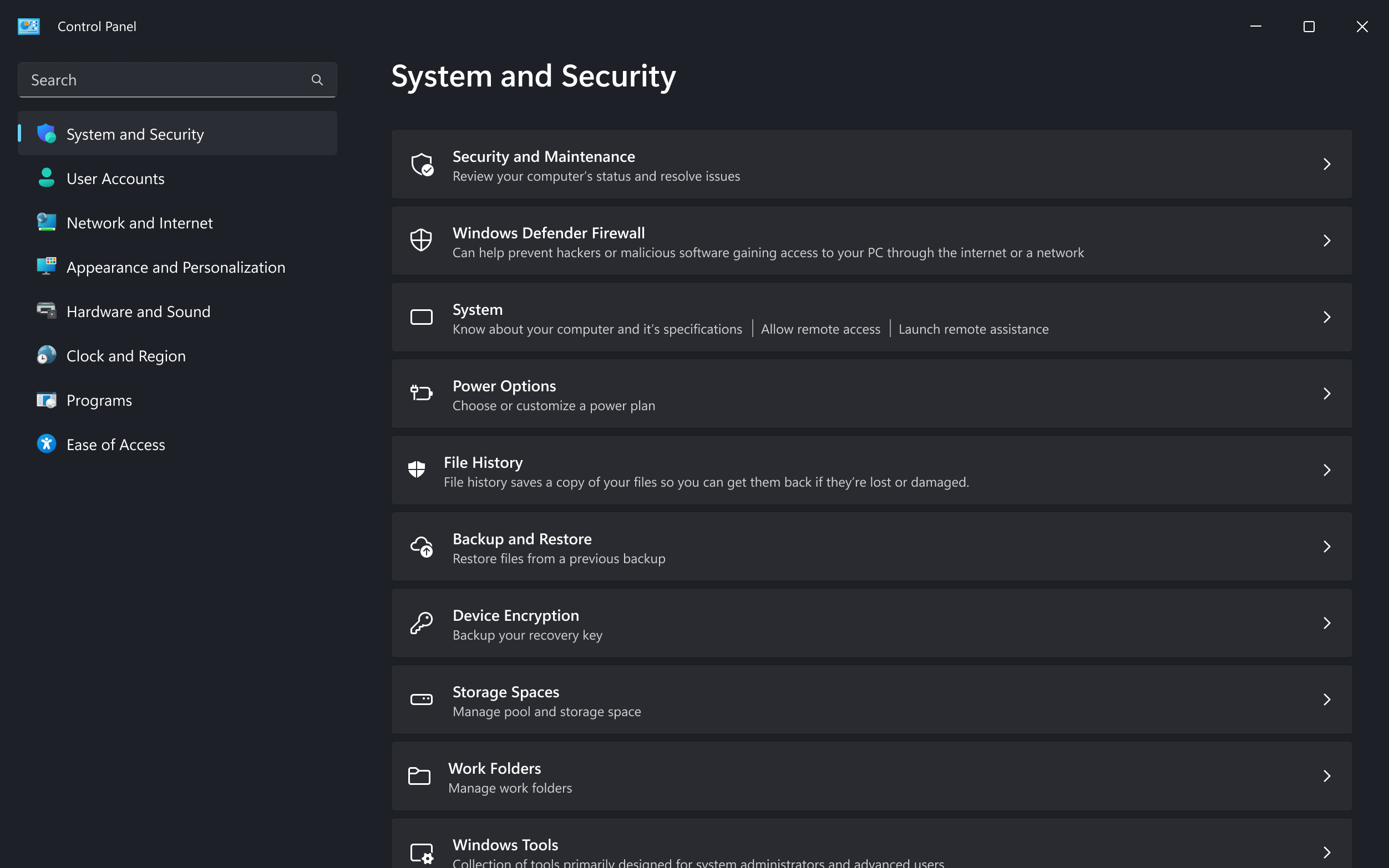 Microsoft UI changes for Control panel