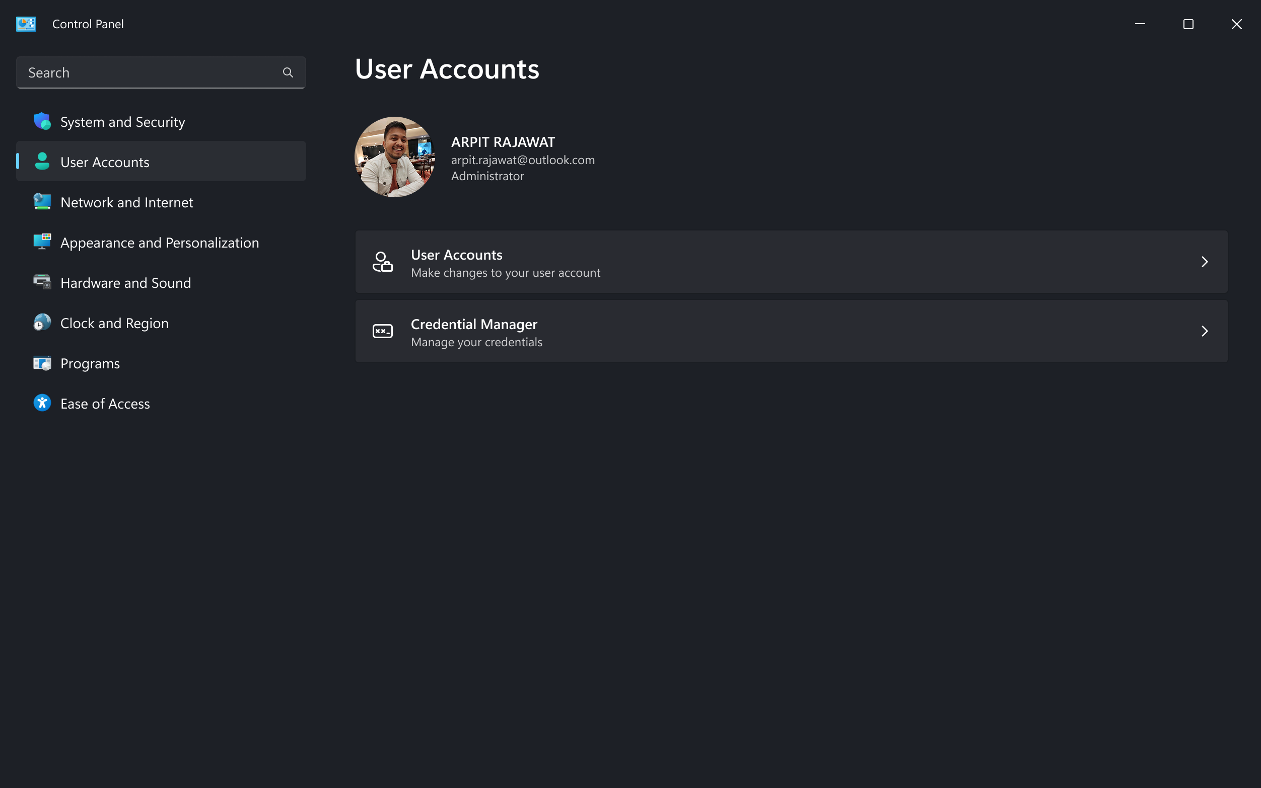 Microsoft UI changes for Control panel