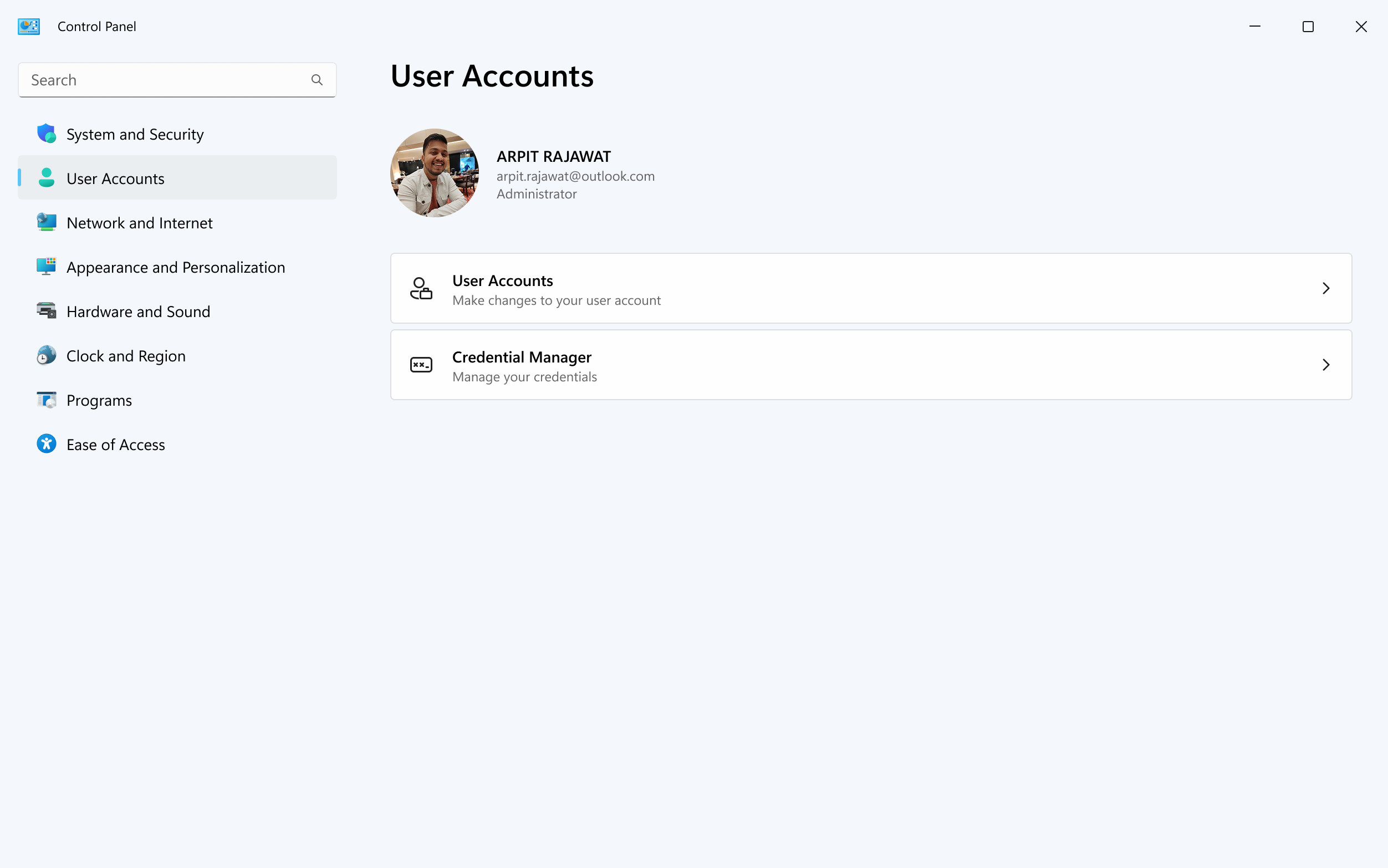 Microsoft UI changes for Control panel