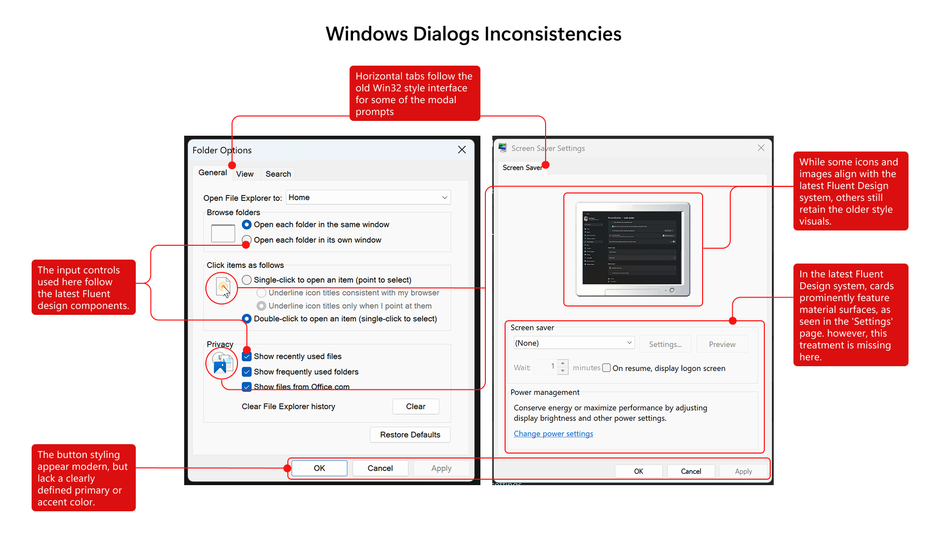 Inconsistencies in Windows dialogs