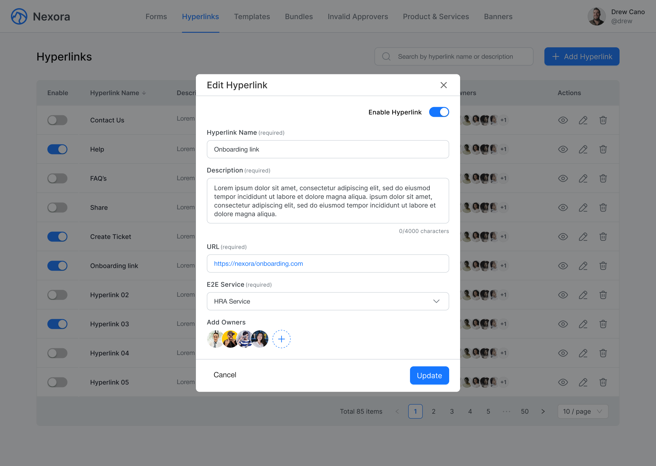 Nexora Hyperlinks Edit