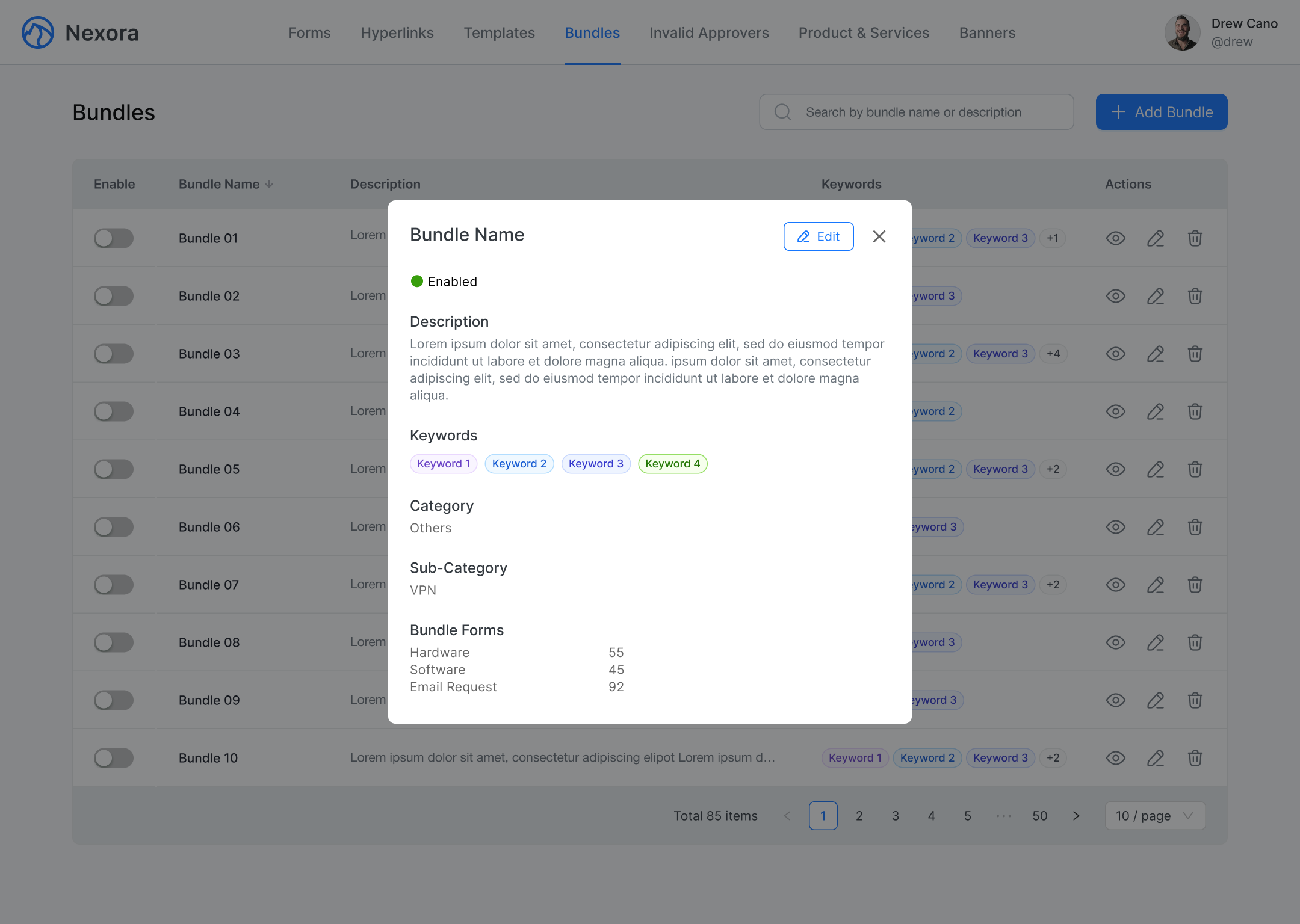Nexora Bundles View UI