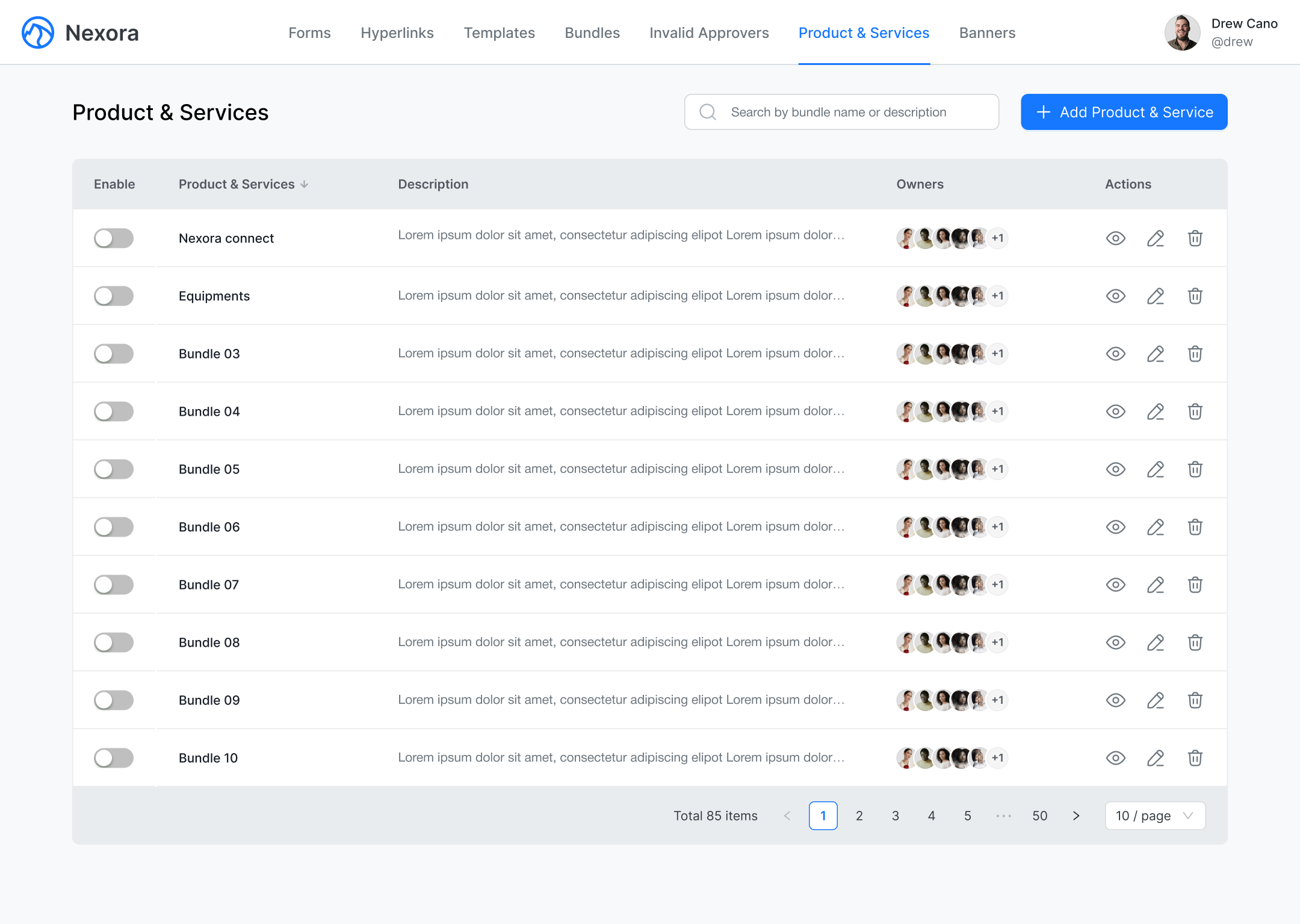 Nexora Product & Services UI