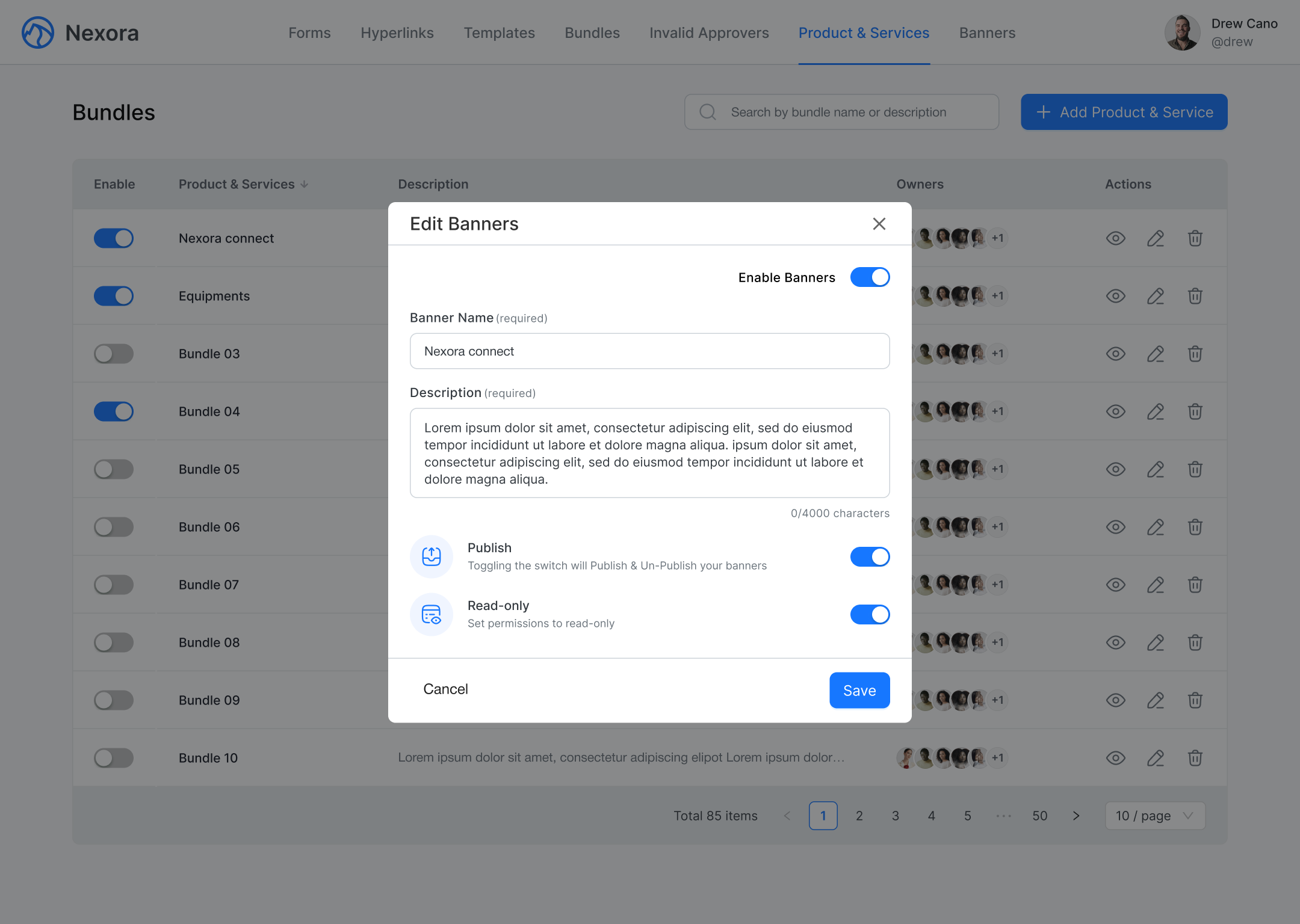 Nexora Edit Banners UI