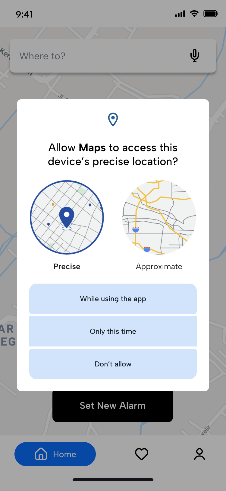 Travenap Access Location permissions UI