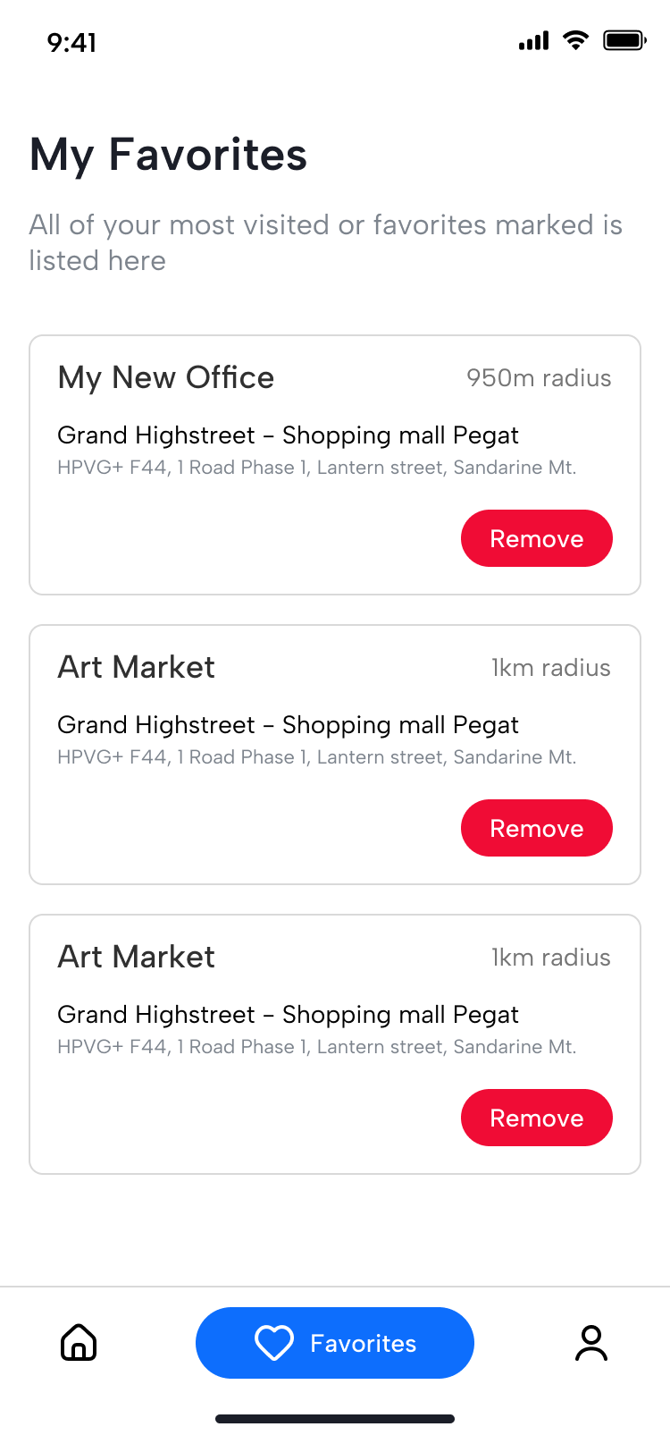 Travenap Set Favorites UI