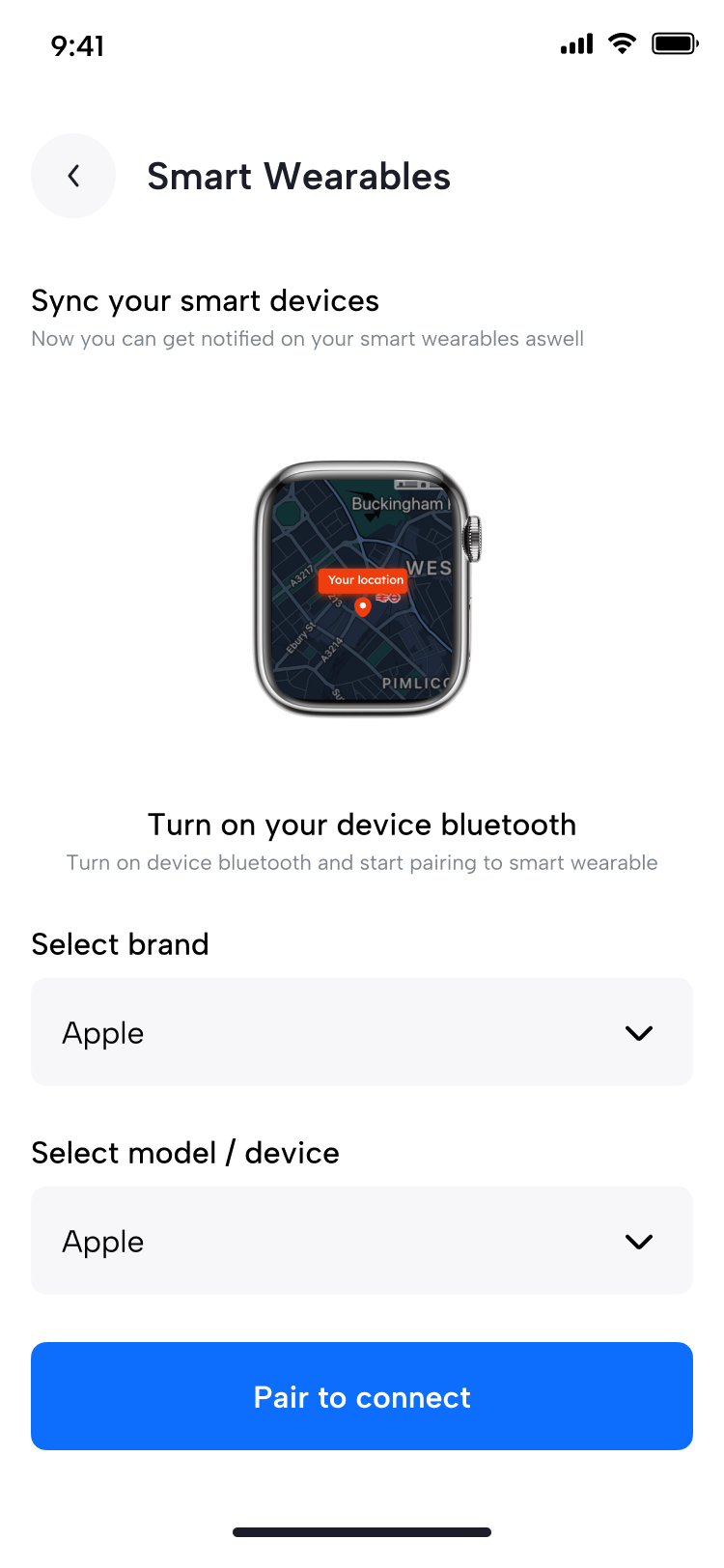 Travenap Settings- Smart Wearbles UI