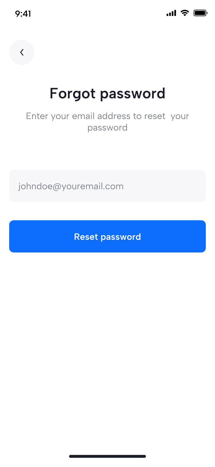 Travenap Forgot Password UI